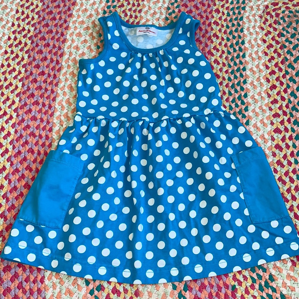 💎Hanna Andersson blue with white polka dot dress